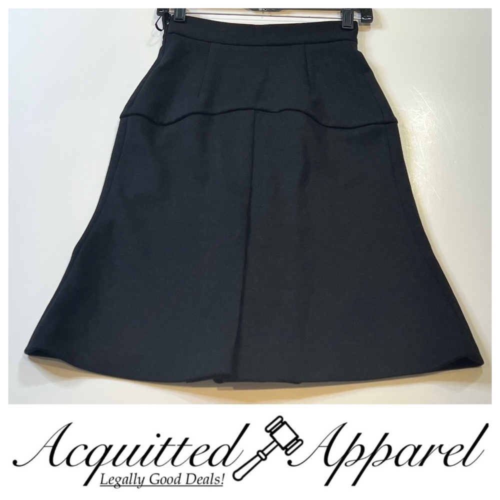 PRADA Made in Italy Black Wool Mid Length Skirt